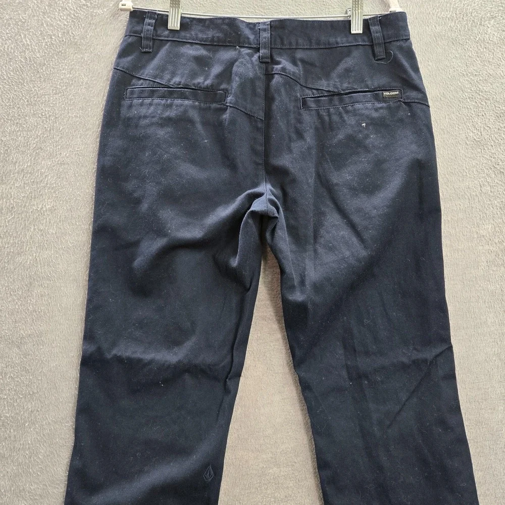 Volcom Men Pants 32 Blue Chino Straight Pockets Mid Rise Polyester‎ 30 in Inseam